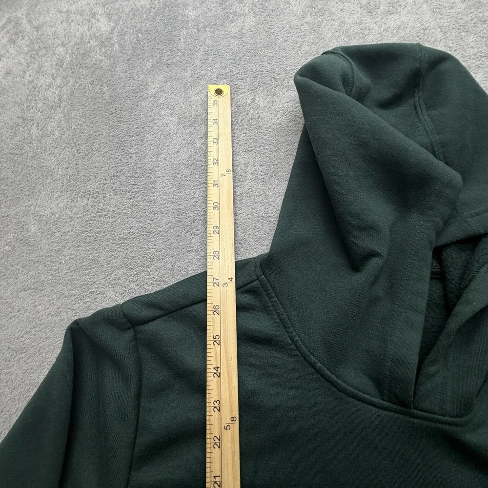 Adidas Hoodie Mens Large Green Fleece Pullover Chest Zip Pocket Logo‎ Sweatshirt